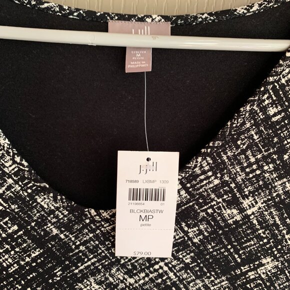 J. Jill Black & White Tunic Top MP Petite High-Low Hem - Picture 5 of 6